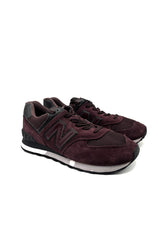 New Balance 574 Burgundy Suede Trainers