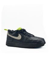 Nike Air Force 1 Black White and Neon Green