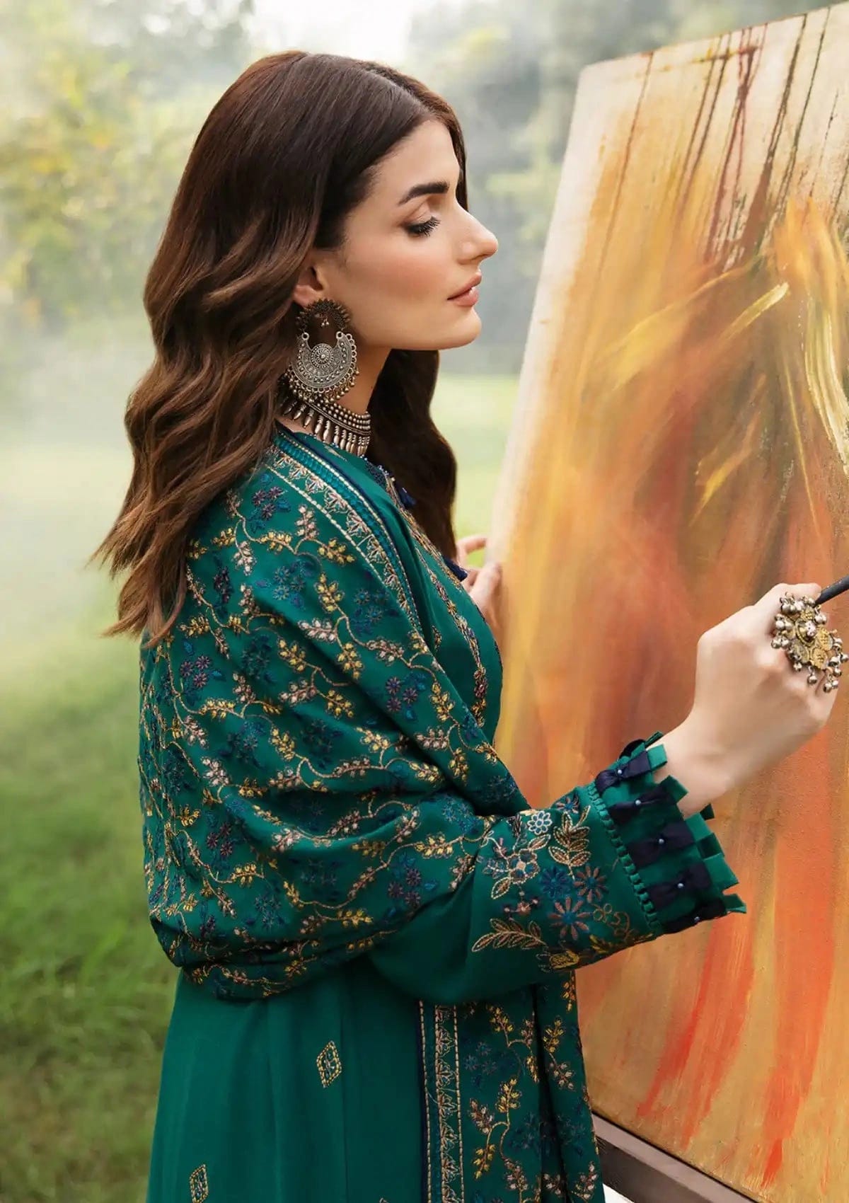 Ramsha — 3pc on emb Lawn with Chiffon  Emb Dopatta image 4