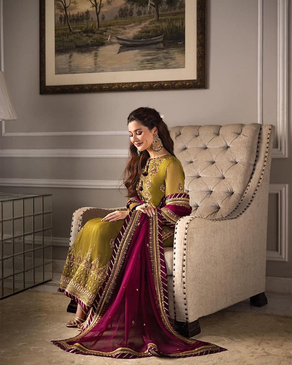 Asim jofa on Fine Quality Lawn with Chiffon Emb Dopatta