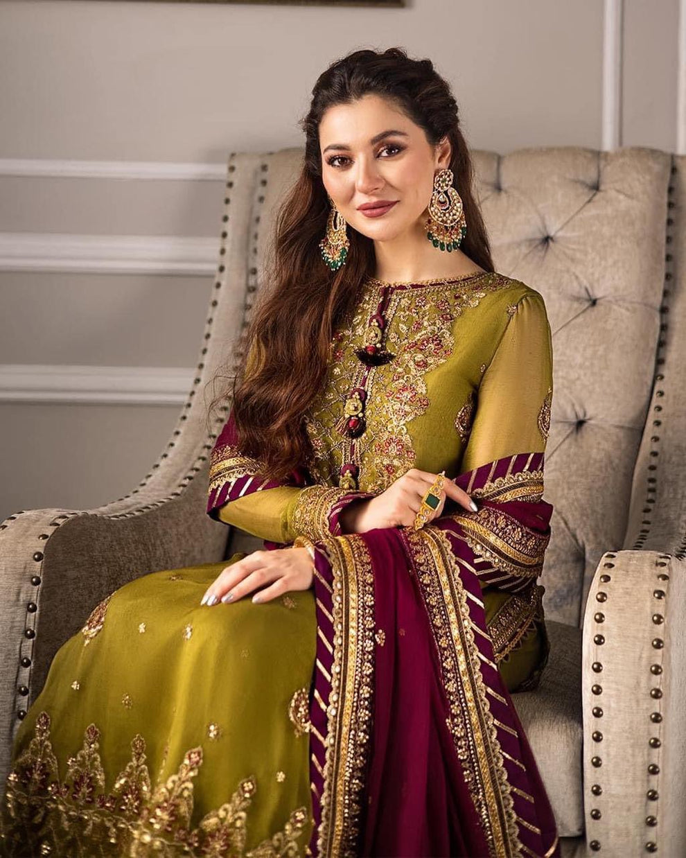 Asim jofa on Fine Quality Lawn with Chiffon Emb Dopatta