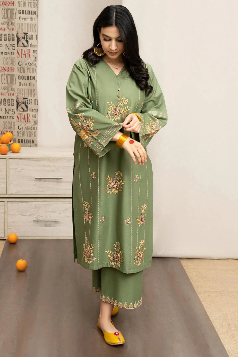 Urge on emb Lawn with Diamond printed Dopatta